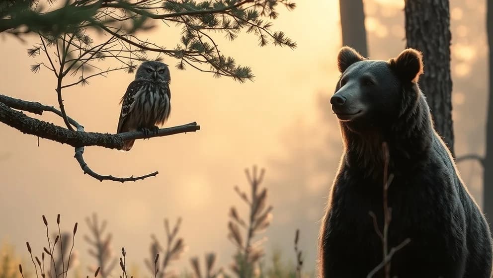 Ugglan och björnen i den svenska skogen